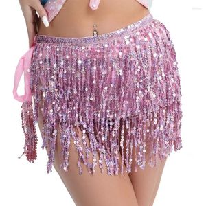 Rokken Sexy Vrouwen Buikdans Hip Tutu Rok Sjaal Wrap Riem Glitter Pailletten Kwastje Heupdoek Zonnejurk Voor Prestaties Rave Party