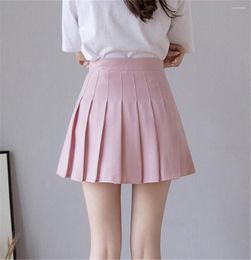 Jupes Sexy femmes jupe plissée été taille haute une ligne dames rose Mini coréen fermeture éclair Preppy Style filles danse 2023