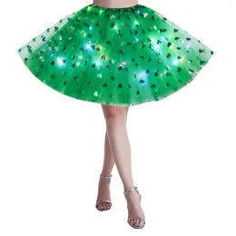 Faldas Sexy para mujer Día de San Patricio LED verde tutú de tul media falda traje de carnaval Mardi Gras fiesta niñas Faldas Y2k disfraz
