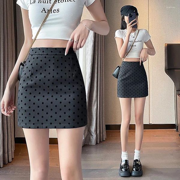 Jupes sexy Femmes enveloppées 2024 hautes taies polka-doot streetwear style coréen midi jupe anti-jupe