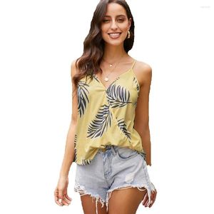 Jupes Shi Ying Plante Tropicale Impression Débardeur Pour Femmes Été 2023 Col En V Slim Fit 251916