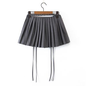 Faldas Shirring Lace Up Zipper Decor mini forro interno Cause Preppy Falda corta 2023 Summer Women Party Streetwear