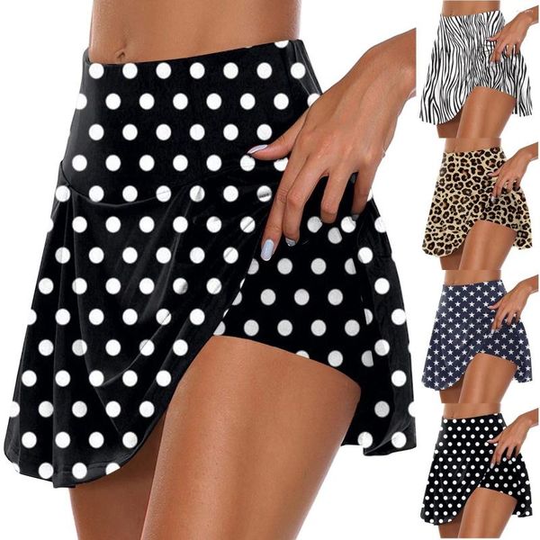 Jupes courts pour femmes Vacation Beach Festival lâche Dot imprimé Pattern Sports 2023 Summer Skirt Faldas