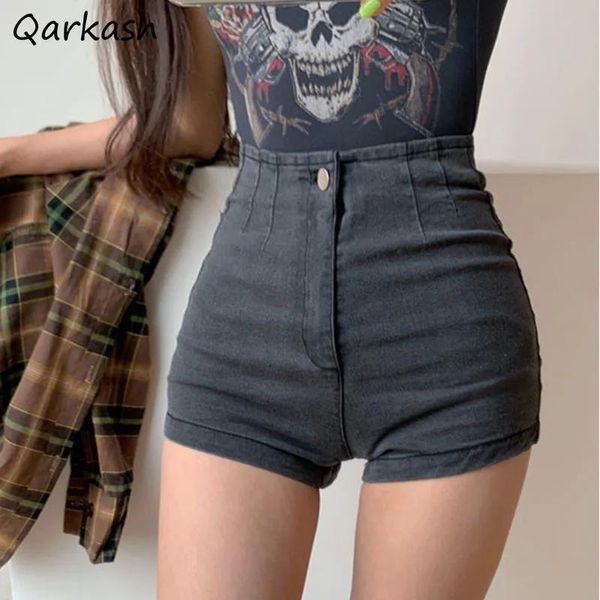 Faldas Pantalones cortos Mujer Denim Casual Sólido Simple Bolsillo femenino Ropa de calle Botón de cintura alta Estilo coreano Flaco Joven Moda sexy Caliente