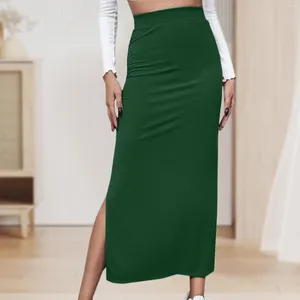 Faldas Túnica con abertura lateral Falda midi Color sólido Mujer Cintura larga Estilo sexy Casual Diseño simple Traje de vacaciones