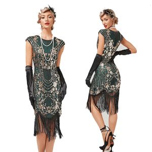Jupes Taille XS-XXXL Mode Féminine Années 1920 Robe Flapper Vintage Great Gatsby Charleston Sequin Tassel Années 20 Robes De Soirée Fille Costume 230306