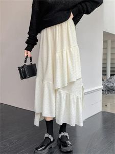 Jupe jupe pour femmes automne hiver 2024 mode vintage haute taille asymétrique plis chic lâche une ligne longue