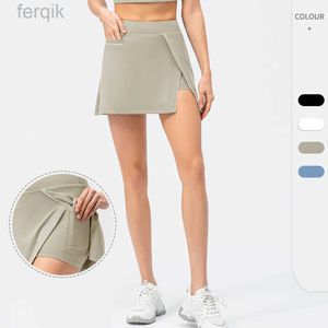 Jupes skorts 2022 femmes jupes de tennis solides jupe féminine sexy shorts de fitness athlétique running gym sport skorts poche mini jupes d240508