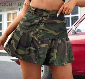 Jupes Skorts Camo plissée Mini jupe Sexy femmes taille haute élégante haute rue armée militaire Cargo jupe 240330