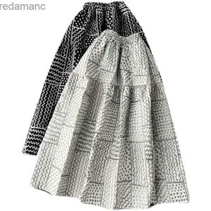 Jupes Skorts élégant vintage printemps femmes taille haute mince jupe longue de haute qualité concepteur Vintage Jacquard robe de bal jupe automne 240330