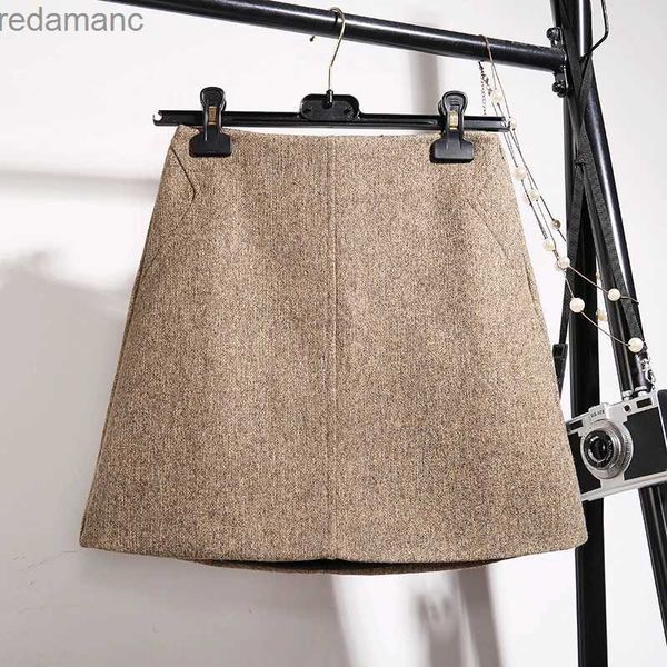 Jupes Skorts mode laine jupe femmes automne hiver épais chaud a-ligne taille haute Mini jupes femmes bottes en laine jupes courtes Faldas F196 240330