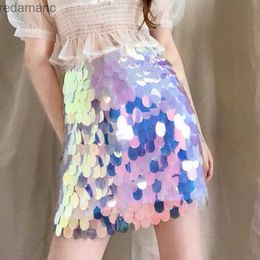 Rokken Skorts Glitter Pailletten Zeemeermin Dames Rokken Schubben Paillette Hip Pakket Bodycon Mode Rok Voor Festival Rave Club Party Jupe 240330