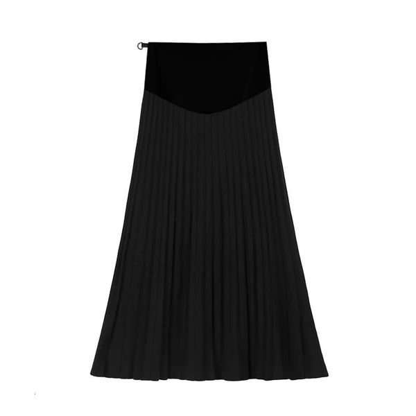 Jupes Skorts mode coréenne vêtements de maternité automne hiver jupe tricoté plissé grossesse taille haute maternité jupes noires P00101 231218