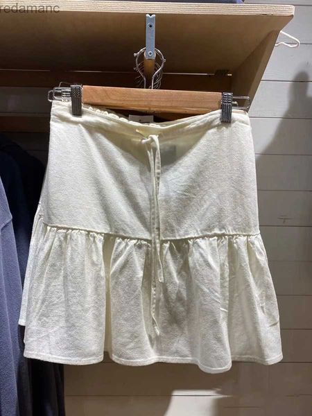 Jupes Skorts solide américain Vintage Mini jupe 2023 été cordon a-ligne taille haute pli court Faldas doux mignon Y2k jupes femme vêtements 240330