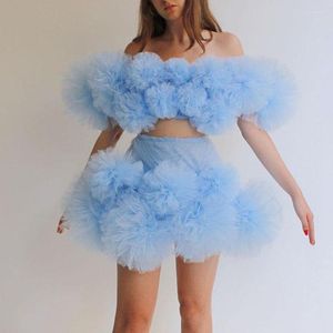 Jupes Sky Blue Mini jupe pour femmes à volants Tulle Chic Tutu personnalisé filles robe de soirée 2022 sur mesure pas de haut