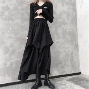 Faldas de diseño pequeño con personalidad para mujer, falda Irregular con cintura elástica, departamento oscuro, primavera y verano, 2023