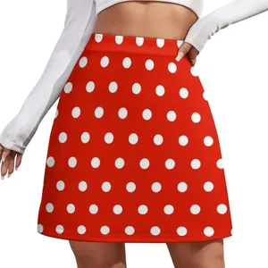 Jupes petites pois blancs sur fond rouge mini jupe coréen vêtements dames femme pour femmes