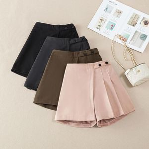 Faldas Falda plisada de lana de cintura alta de Color sólido para mujer 2024 Otoño e Invierno estilo coreano moda elegante artístico Mini