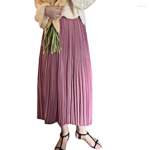 Faldas Color sólido a juego Lean Press plisado medio para mujeres 2023 verano temprano Casual traje Material falda vendaje