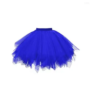 Jupes de couleur unie jupe élégante taille haute tulle pour femmes vêtements de danse multicouches jupon classique plissé fête ballet