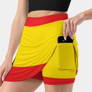 Jupes Espagne drapeau (minimaliste) Jupe féminine avec cache de poche de poche de golf badminton coulant espagnol