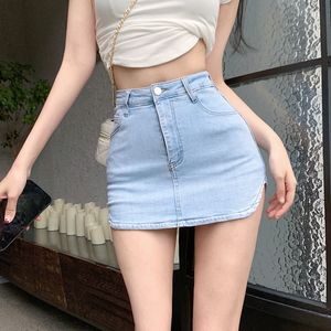 Jupes Split Taille Haute Hip Wrap Jupe Maigre Noir Maxi Denim Y2k Jeans pour Femmes Faldas Mujer Moda Sexy 230607
