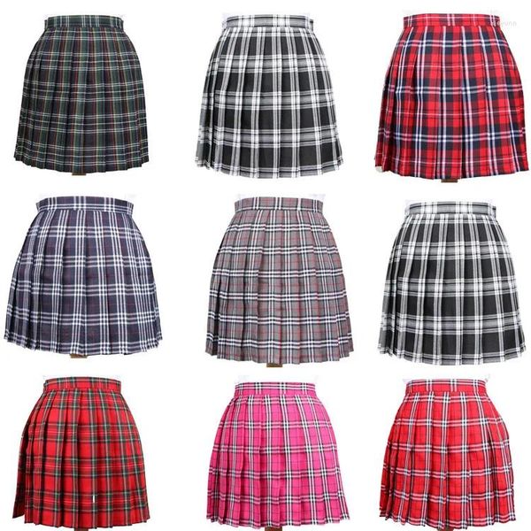 Jupes Spot Jupe plissée japonaise Preppy Style Cosplay Plus Taille Plaid Étudiant Multicolore