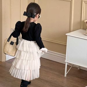 Jupes Printemps Automne Filles Jupe En Couches Toddler Tutu Jupe Pour Bébé Enfants Jupe Longue Enfants Vêtements De Mode Dentelle Maille Blanc 1-5Y T230301