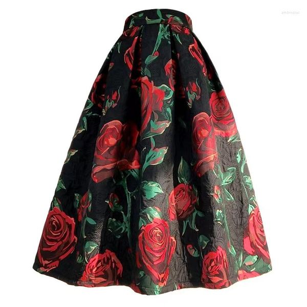 Jupes Printemps Automne Vêtements Pour Femmes Tendance Hiver 2023 Vintage Esthétique Taille Haute Longue Plissée Rouge Rose Noir Jupe Rave Tenues