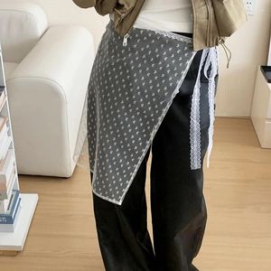 Rokken lente zomer Koreaanse versie ontwerper Ins Blogger unieke kant gelaagde gaas rok met vastbinden pittig meisje gepaarde schort Y2k