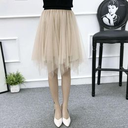 Rokken Lente Zomer Mesh Rok vrouwen Onregelmatige All-Match Zoete Mode Tutu Vrouwen Hoge Taille Boho Zwarte Tule C8134