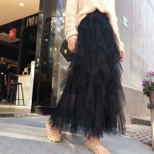 Jupes Printemps été Tutu jupes longues femmes Harajuku Saia mode bas Femme vêtements Jupe Femme décontracté maille Maxi Jupe dames Faldas 231117