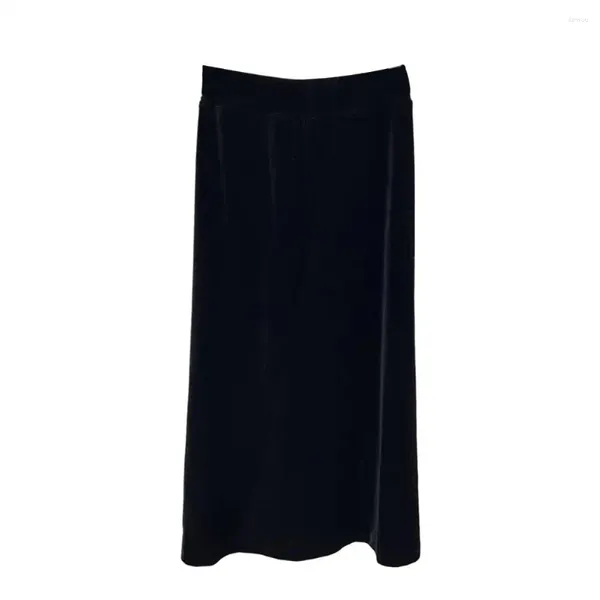 Jupes Jupe droite Taille élastique douce Maxi pour femmes avec ourlet fendu Style de couleur unie Respirant Longueur de cheville ample