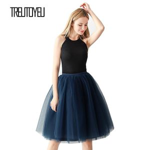 Jupes Streetwear 6 couches 65cm Midi jupe plissée femmes gothique taille haute Tulle jupe patineuse rokjes dames ropa mujer 2020 jupe femme