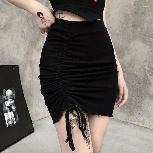 Jupes streetwear punk skinny bandage jupe jupe d'été tenues gothiques noirs mini harajuku sexy