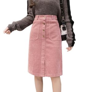 Rokken streetwear vrouwen Harajuku Koreaanse hoge taille corduroy dames winter plus size midi rok jupe femme faldas