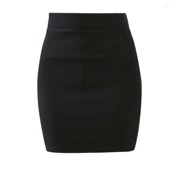 Faldas Ropa de trabajo elástica Cintura alta S-3XL Mini Formal Mujer Oficina Señora OL Sólido Bodycon Vintage Negro Lápiz Falda