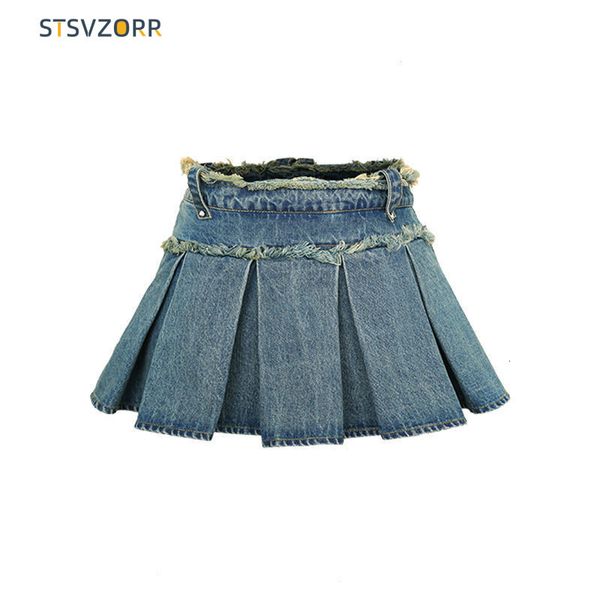 Jupes STSVZORR Denim Shorts Summer Korean Fashion Girls' Niche Fold Original Edge Fold Ski 230728