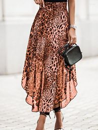 Rokken zomer 2024 dunne luipaard print rok mode persoonlijke vrije tijd hoge taille buikbuikcontracting knie-lengte lang voor vrouwen