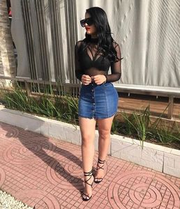 Jupes d'été Denim jupe courte pour femmes mode décontracté bouton sexy mini jean S-2XL chute mondiale Faldas