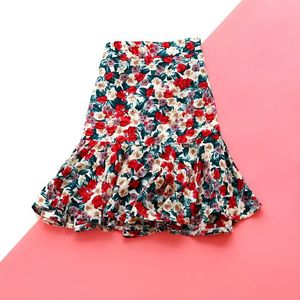 Rokken zomer vrouwelijk strand boho sexy rok casual bloemen geprinte ruches zoom high taist rok vrouwen bloemen Koreaans geplooide vintage 230506