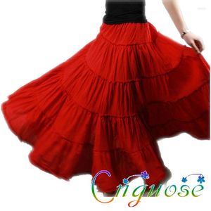 Faldas de verano ropa femenina elegante Casual costura Gypsy BOHO España baile algodón plisado Maxi largo mujer 2023