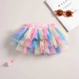 Rokken zomer meiden tutu rok 1-4y ldren regenboog prinses mini rokken peuter meisje schattige rokken h240429