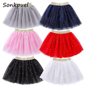 Skirts Summer Girls Tutu Skirts Kids Elastic Waist Pettiskirt Girl Princess Tulle Skirt Stars Printed Mini Skirts Children Clothing