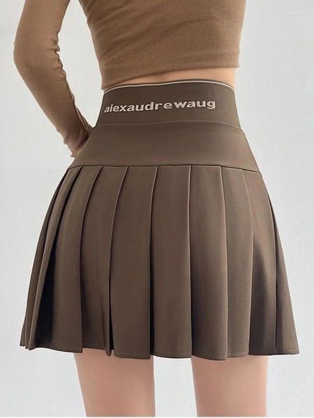 Jupes d'été haute taille mini plissée coréenne féminine courte faldas streetwear style preppy genou jupes sécurité tennis doublé saia