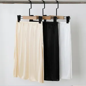 Jupes d'été imitation de soie couleur unie à doublure intérieure jupe jupe jupette femmes anti-regard sous la robe sous-jupe à moitié bas