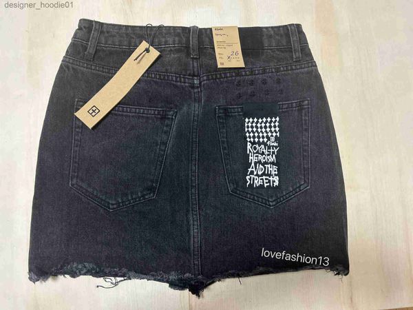 Faldas verano Ksubi jeans Same Gris Negro Burnt Ragged Edge Denim Falda corta Chica L230912