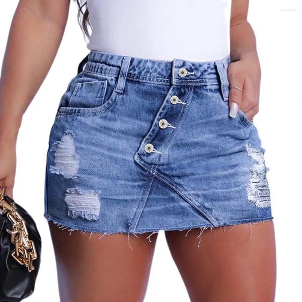 Jupes d'été mini jupe en denim femmes hautes taies de la mode