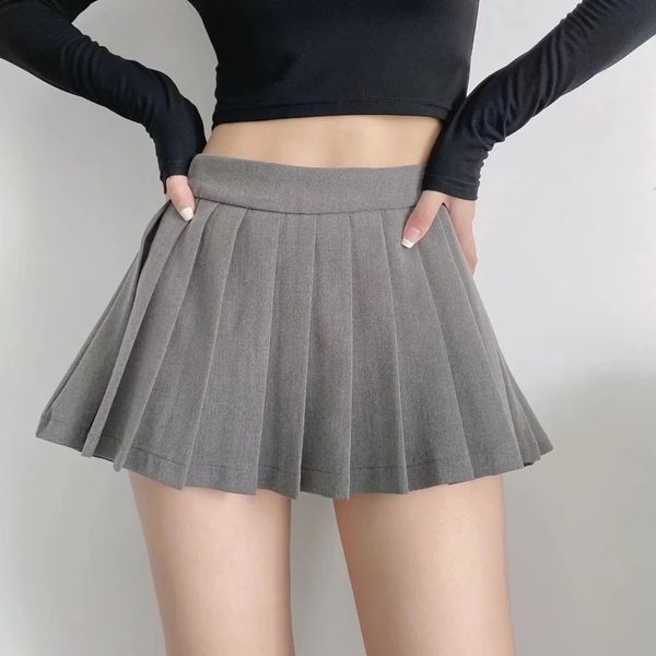 Faldas Falda plisada de verano de cintura alta para mujer, minifaldas sexis, falda negra Vintage, faldas de tenis coreanas, Falda corta blanca 230519
