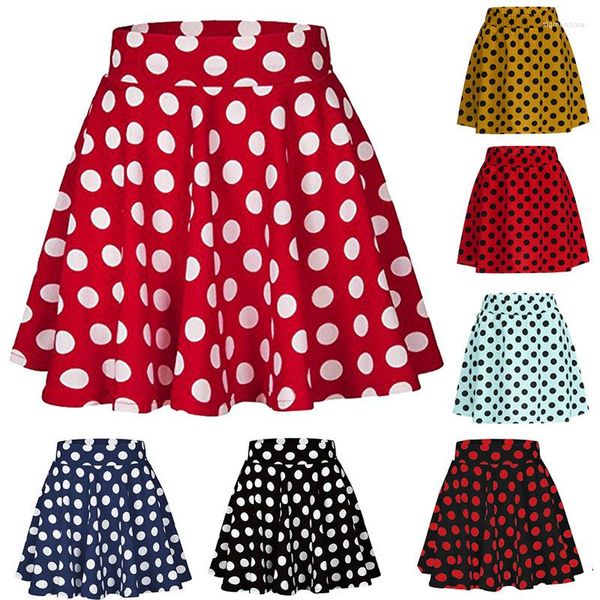 Jupes Summer Polka Dot Mini Big Hem Skirt Rouge